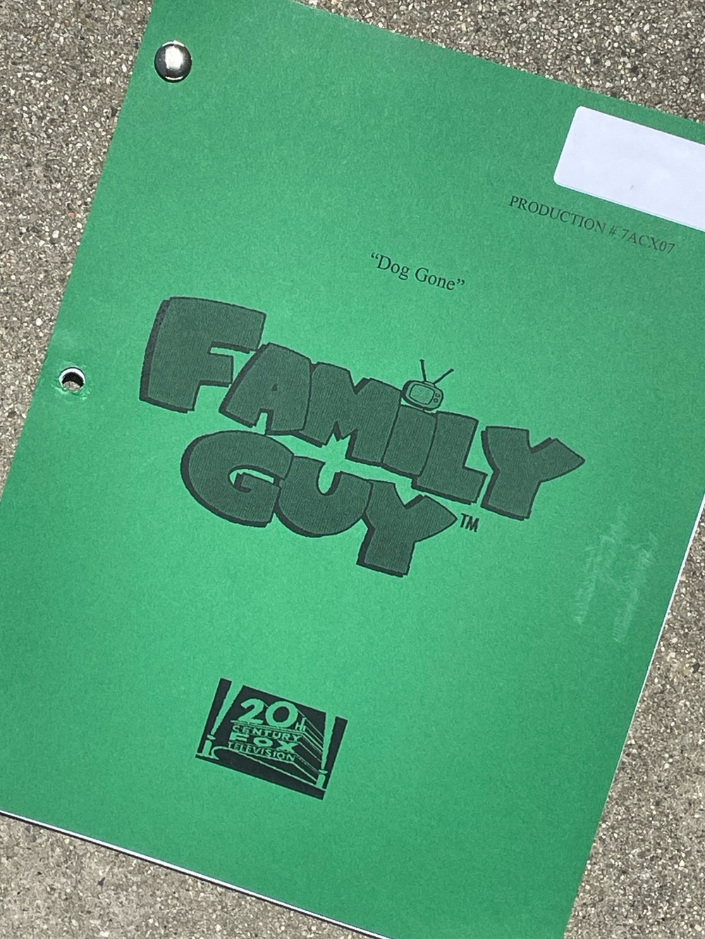 Family Guy 2008 Production Used Table Draft Script Dog Gone BRIAN’S FAKE DEATH!